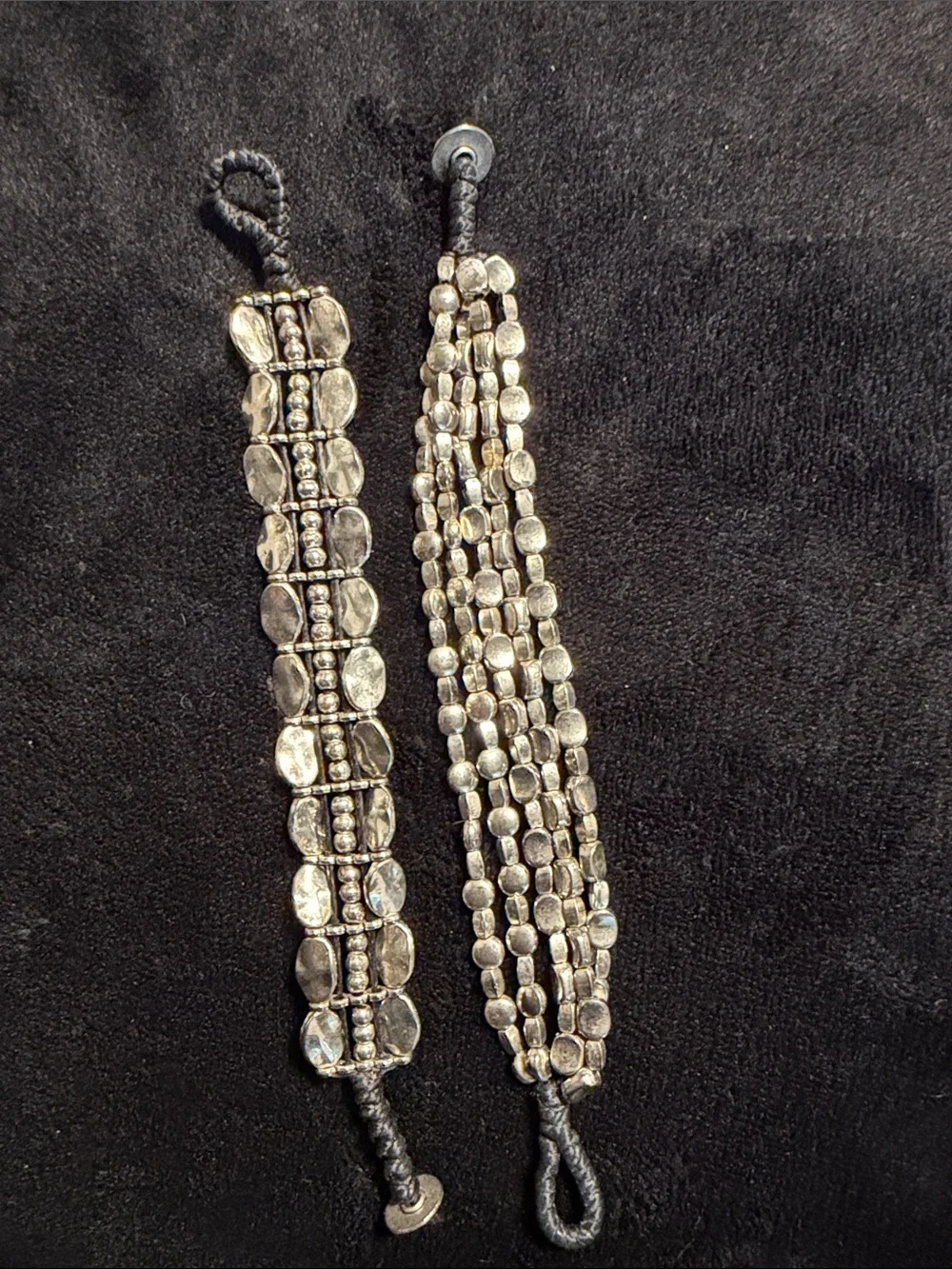 Chico’s Silver Tone Multi Strand Beaded Bracelets Set of 2